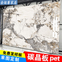 妙普乐 现代轻奢岩板背景墙客厅大理石电视墙定制装饰板木饰面碳仿护墙板