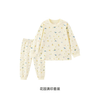 英氏 儿童内衣套装小孩睡衣男童女童全棉保暖宝宝秋衣秋裤春秋 花园满印套装 160 cm