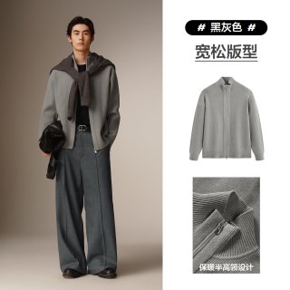 太平鸟 男装 休闲毛衫竖条肌理休闲宽松毛衣B1EAF4421