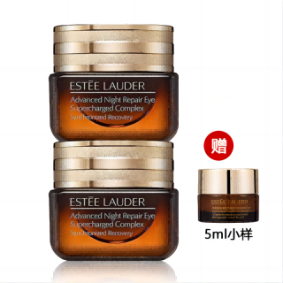 雅诗兰黛 小棕瓶眼霜 改善眼袋改善黑眼圈小棕瓶抗蓝光眼霜15ml*2+小样5ml