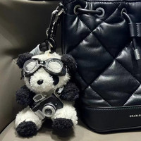 1 原创相机小熊挂件包包挂饰毛绒玩偶公仔情侣钥匙扣创意新年礼物 摄影熊猫（无腮红）(会咔咔闪光)