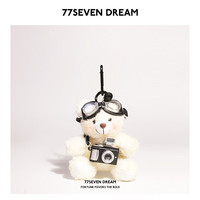 1 原创相机小熊挂件包包挂饰毛绒玩偶公仔情侣钥匙扣创意新年礼物 太空镜相机-腮红白熊(会咔咔闪光)