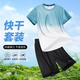 移动端、京东百亿补贴：步锐特 男款运动套装 短袖短裤