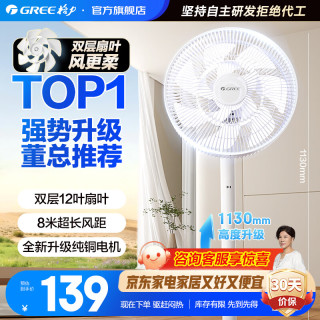 格力 双层12叶轻音家用节能落地扇 台式大风量电风扇升级款FS-3015h7