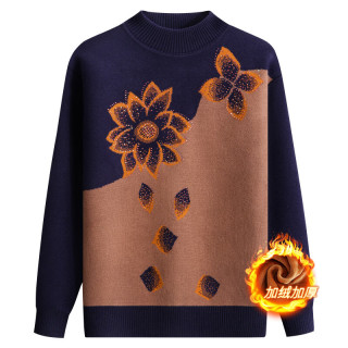 QITA 中老年毛衣秋冬女装加绒加厚针织衫大码妈妈装宽松中年打底衫上衣