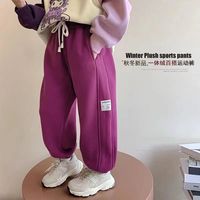 米奇丁当 女童卫裤2024新款春秋时尚宽松休闲裤中大童百搭保暖一体绒束脚裤
