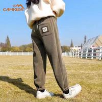 CAMKIDS 女童裤子灯芯绒春秋款中大童束脚裤冬季加绒一体绒洋气长裤潮