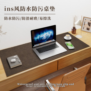 超大号游戏办公书桌垫布纹亚麻纹鼠标垫商务桌垫高级感电脑键盘垫