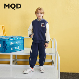 马骑顿 男童25春运动学院风百搭休闲跑步中大童套装 藏青 130