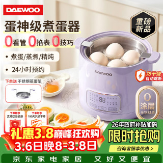 大宇 煮蛋器 蒸蛋器 智能定时自动断电 煮鸡蛋神器温泉蛋 家用小型蒸蛋羹神器 0涂层不锈钢内胆DZ06