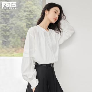 DUIBAI 女式长袖衬衫 法式风琴褶