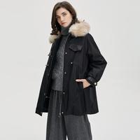 BADGLEY MISCHKA 女士派克服 狐狸毛领兔毛内胆皮草外套