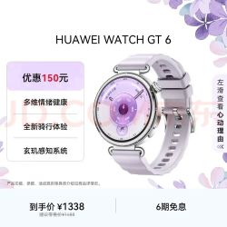 华为 WATCH GT 6 智能手表 41mm 流光紫 氟橡胶表带（北斗、GPS、血氧）