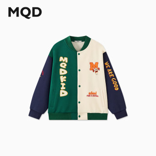 马骑顿 男大童秋季户外潮酷撞色字母棒球服外套 墨绿 120