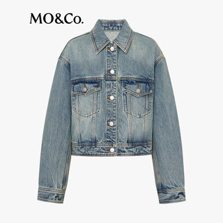  MO&Co./摩安珂 做旧感洗水纹理 女士牛仔夹克