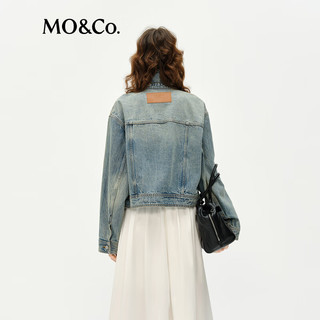  MO&Co./摩安珂 做旧感洗水纹理 女士牛仔夹克