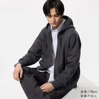 优衣库 男装女装连帽拉链运动开衫长袖外套