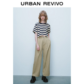 移动专享、移动端：UR UR2025 女装复古简约通勤气质棉质萝卜裤 UYY650046