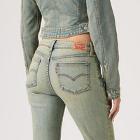 Levi's 26年春夏新款女士美式复古高街低腰修身微喇牛仔裤 陈旧蓝（无破洞） 27 (30)