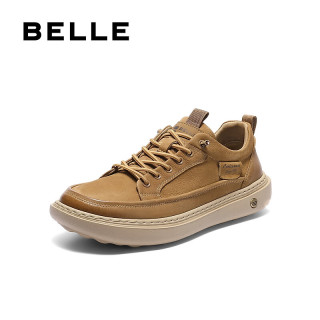 百丽 牛皮革超弹厚底复古工装板鞋A2137CM5（第二件半价）