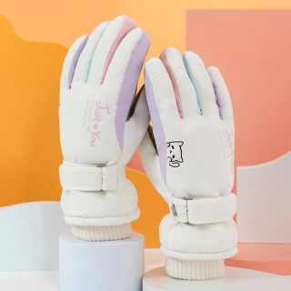 夏娃的色彩 保暖加厚骑车手套冬季女防风滑雪