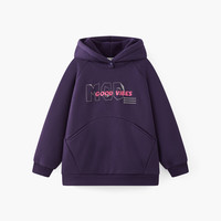 马骑顿 童装男童加绒加厚连帽卫衣2025冬季新款儿童保暖卫衣 运动紫 140