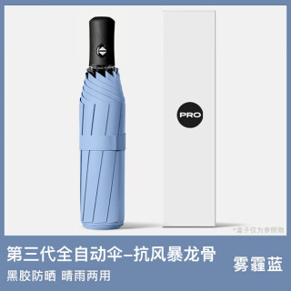  艾格辰 男士全自动雨伞 雾霾蓝【自动款】黑胶晴雨伞 8骨