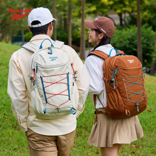 Reebok 大容量徒步双肩包女轻便防水运动户外通勤背包出差旅行书包男 焦糖色30L