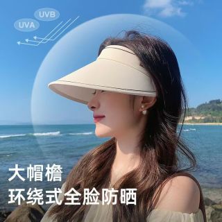 勋阳宇乐 韩版空顶夏季骑车遮脸UV遮阳帽 蓝色-糖果帽