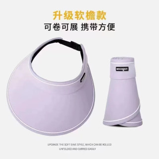 勋阳宇乐 韩版空顶夏季骑车遮脸UV遮阳帽 紫色-糖果帽