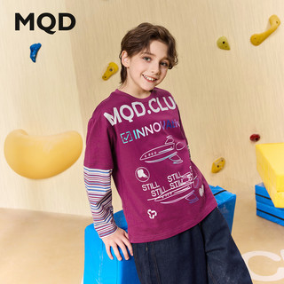  MQD/马骑顿 条纹拼接假两件 男童长袖T恤