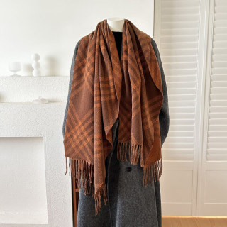 三栖虎 秋冬季双面格纹仿羊绒围巾