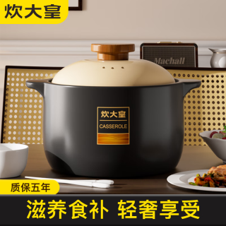 移动端、京东百亿补贴：炊大皇 北欧风砂锅 3.5L 直烧耐高温 砂锅 20cm