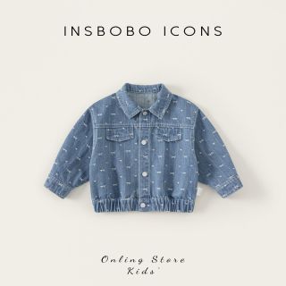 insbobo 女童外套女宝春装洋气儿童牛仔上衣宝宝童装休闲女孩衣服