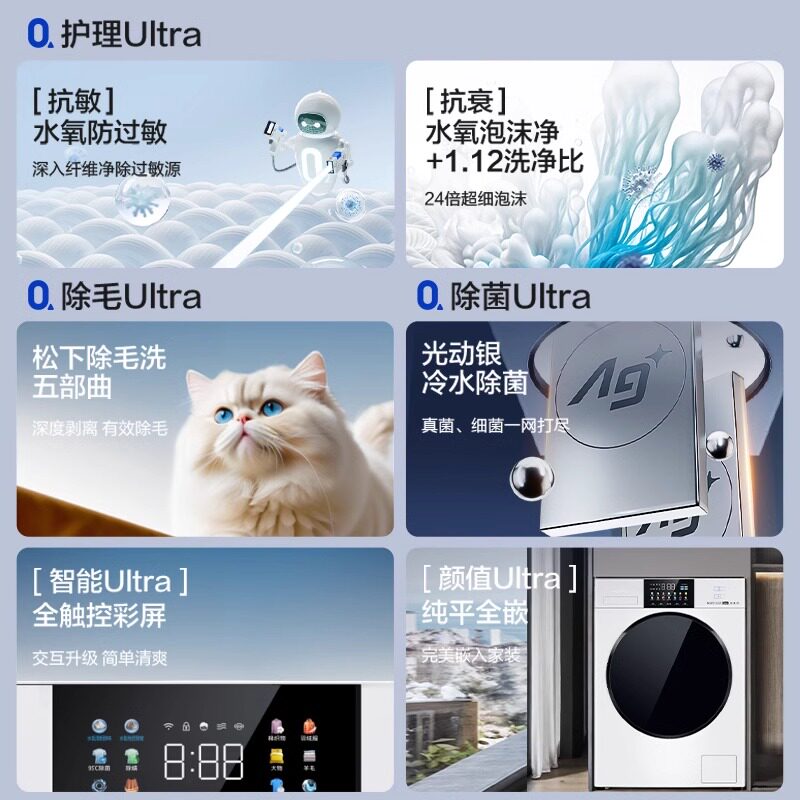 松下 XQG100-1532N 超薄10kg 悦光白 滚筒洗衣机