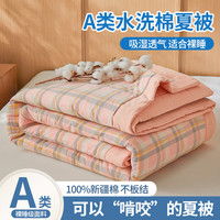 江南生活 A类无印风水洗棉新疆棉花夏被单双人寝室宿舍可水洗机洗空调被 简兮-粉 150*200cm