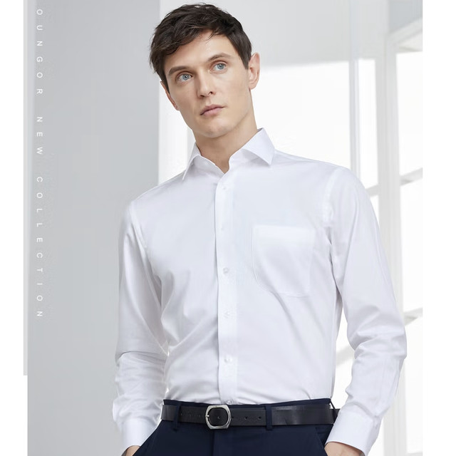 今日必买：雅戈尔 长袖衬衫男纯色DP免烫衬衫棉质面料抗皱易打理新品 GLDP110043BJA 多色可选