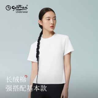 金利来 女士T恤长绒棉短袖罗纹打底衫纯色
