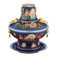  CHUILAOYE/炊老爷 珐琅彩 铜火锅 清汤锅 36cm珐琅彩木炭款 红牡丹10人