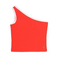 ZARA 儿童爱心装饰修身弹力斜单肩拼色螺纹吊带背心