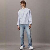 限尺码：ZARA 男式潮流时尚圆领条纹宽松衬衫