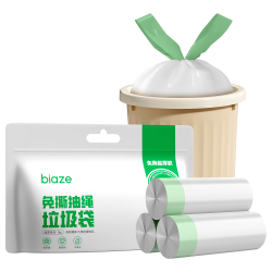 毕亚兹 抽绳垃圾袋45*50cm双面3.6丝超厚手提家用免撕厨房专用