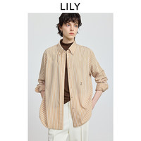 LILY/丽丽 复古竖条纹刺绣 女士衬衫