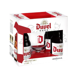 督威 比利时精酿啤酒+啤酒杯  督威黄金 330mL 4瓶 +1杯礼盒装