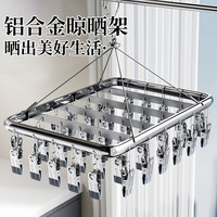 宫薰 铝合金袜子晾衣架 晾衣夹 阳台内衣内裤夹 防风多夹子 亮银色 36夹