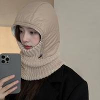 皮尔·卡丹 防风护耳针织帽子女秋冬季户外骑车防寒帽护颈加绒保暖雷锋帽棉帽