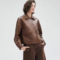 BADGLEY MISCHKA 机车服女外套春季美拉德风短款皮夹克皮外套