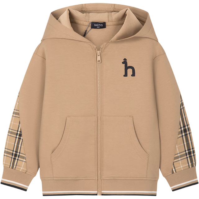 哈吉斯 弹力柔软 儿童连帽针织外套 暖卡其