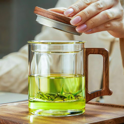 泥也 玻璃茶杯 耐热加厚带过滤 个人专用