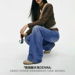  MADEN/马登 复古直筒阔腿 女士牛仔裤 L （115-130斤）